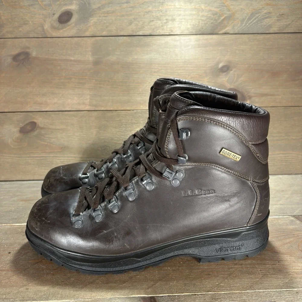 ll bean cresta mens size 10 wide shoes brown leather waterproof hiking boots